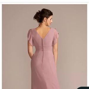 David’s Bridal As Is Flutter Sleeve Chiffon V-Neck Dress